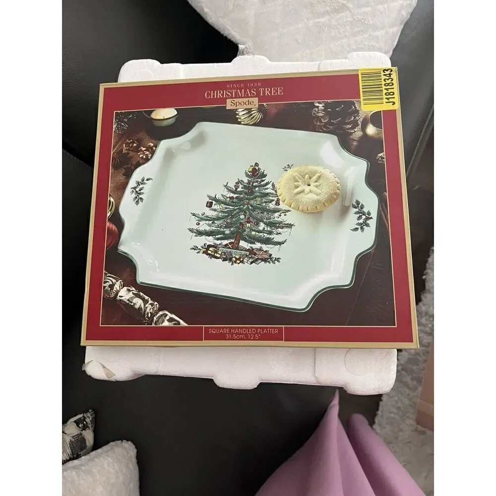 Spode Christmas Tree Square Handled Platter 12.5